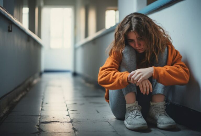 Adolescente teniendo un ataque de ansiedad