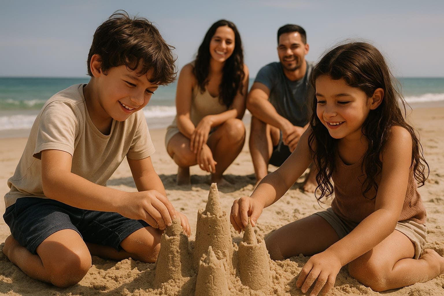 La feria de Abril de Sevilla y los problemas psicológicos Familia Divirtiéndose en la Playa
